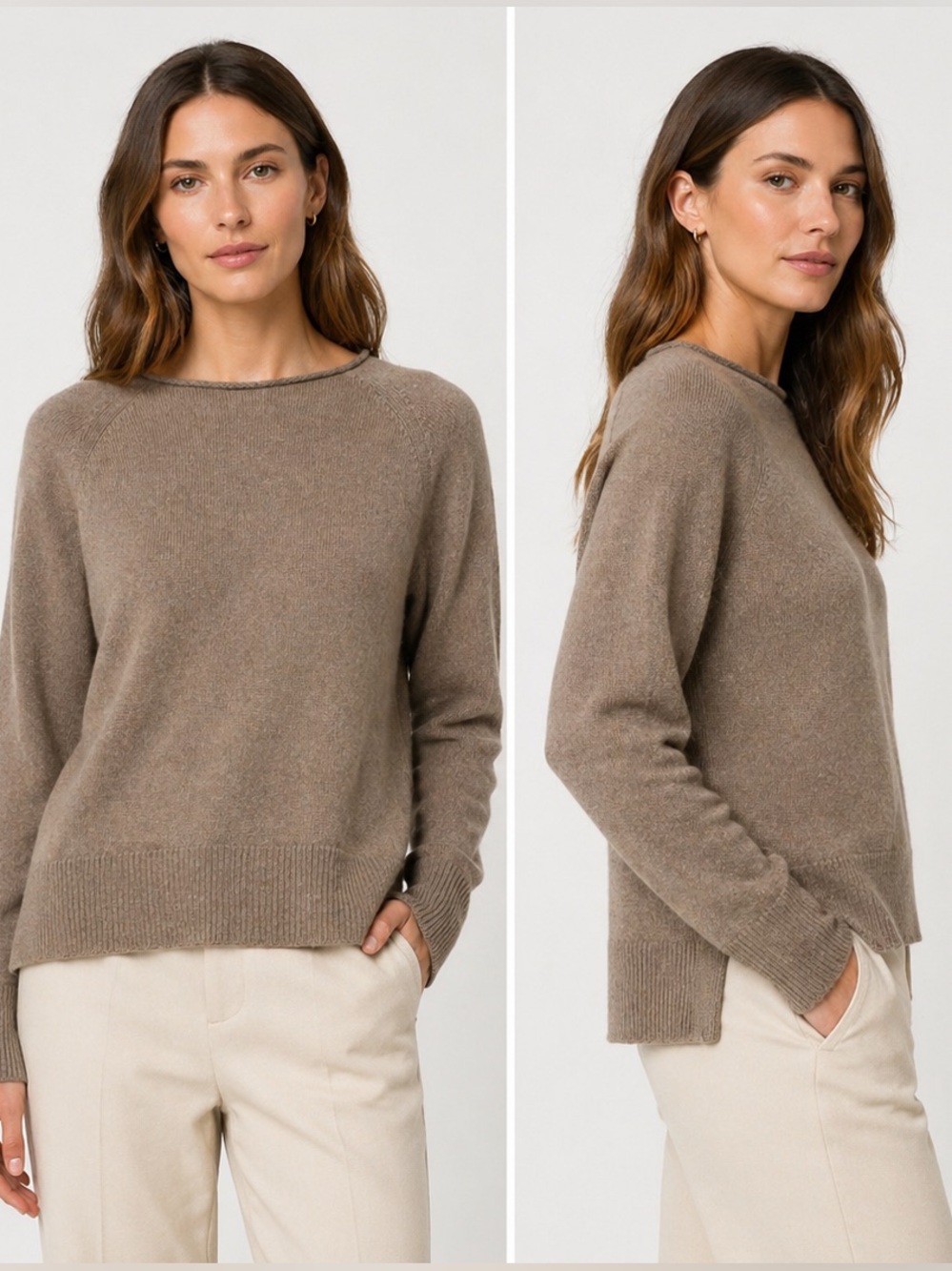 Tabaroni Cashmere  loro piana 100% Cashmere Sweater Italy Taupe Luxury Knit
